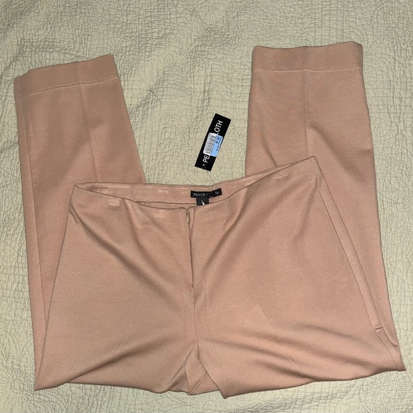 Peace of Cloth Pants - Peace of Cloth tan slacks trousers Size 14 NWT tapered leg